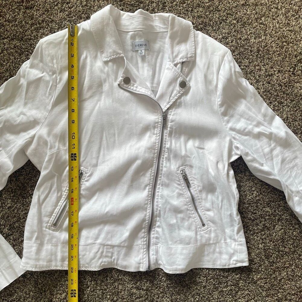 EVEREVE Jagger Moto Jacket white linen blend zip up women’s size XL - Picture 5 of 12